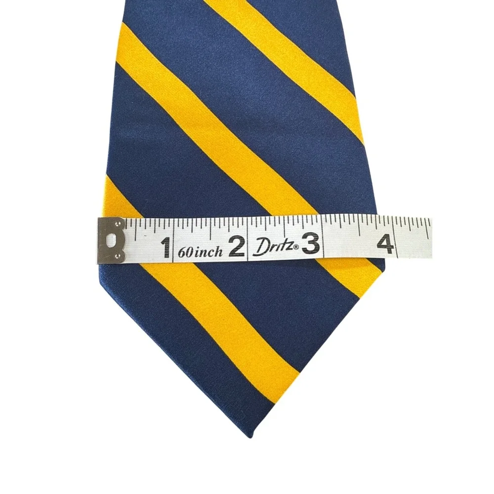 Eagle Neckwear‎ Mens Silk Tie Navy Blue Yellow Striped Repp Silk Necktie 59 Inch
